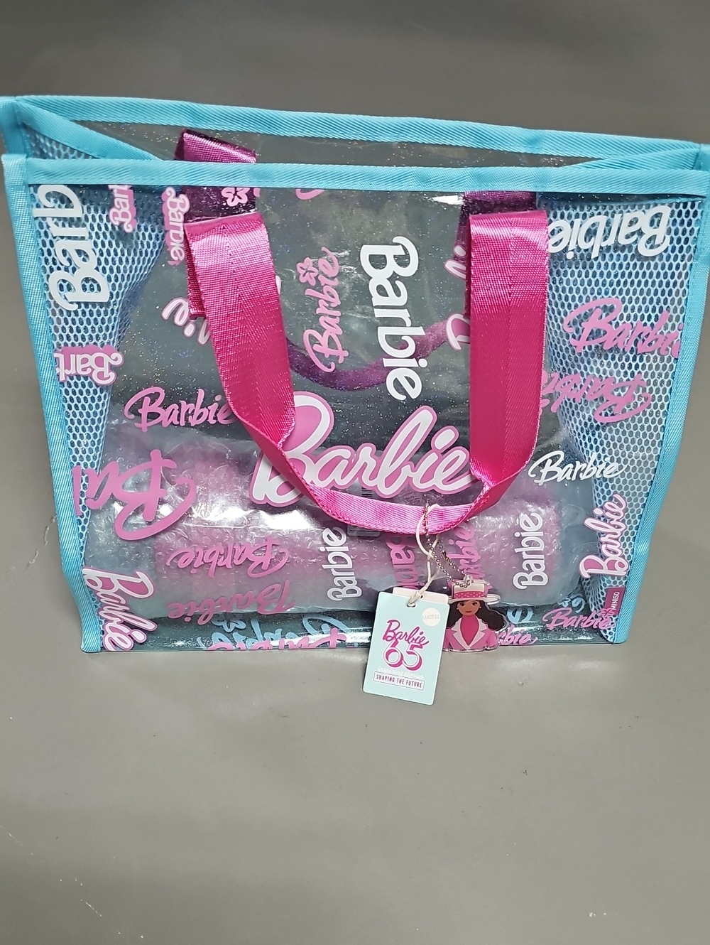 Barbie 65th Anniversary Collection NWT Transparent Tote Travel Beach Bag
